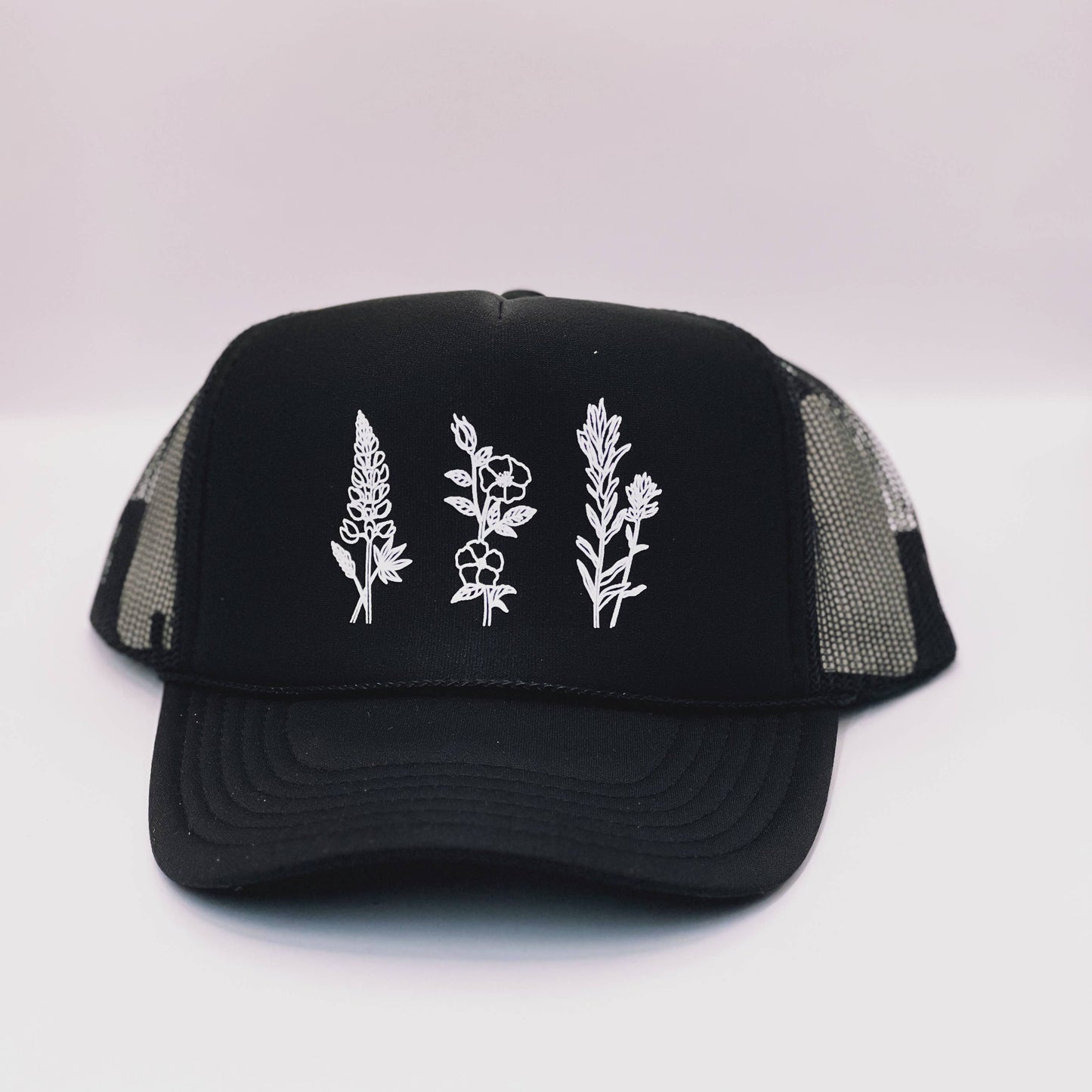 Wildflowers Adult Trucker Hat: Black