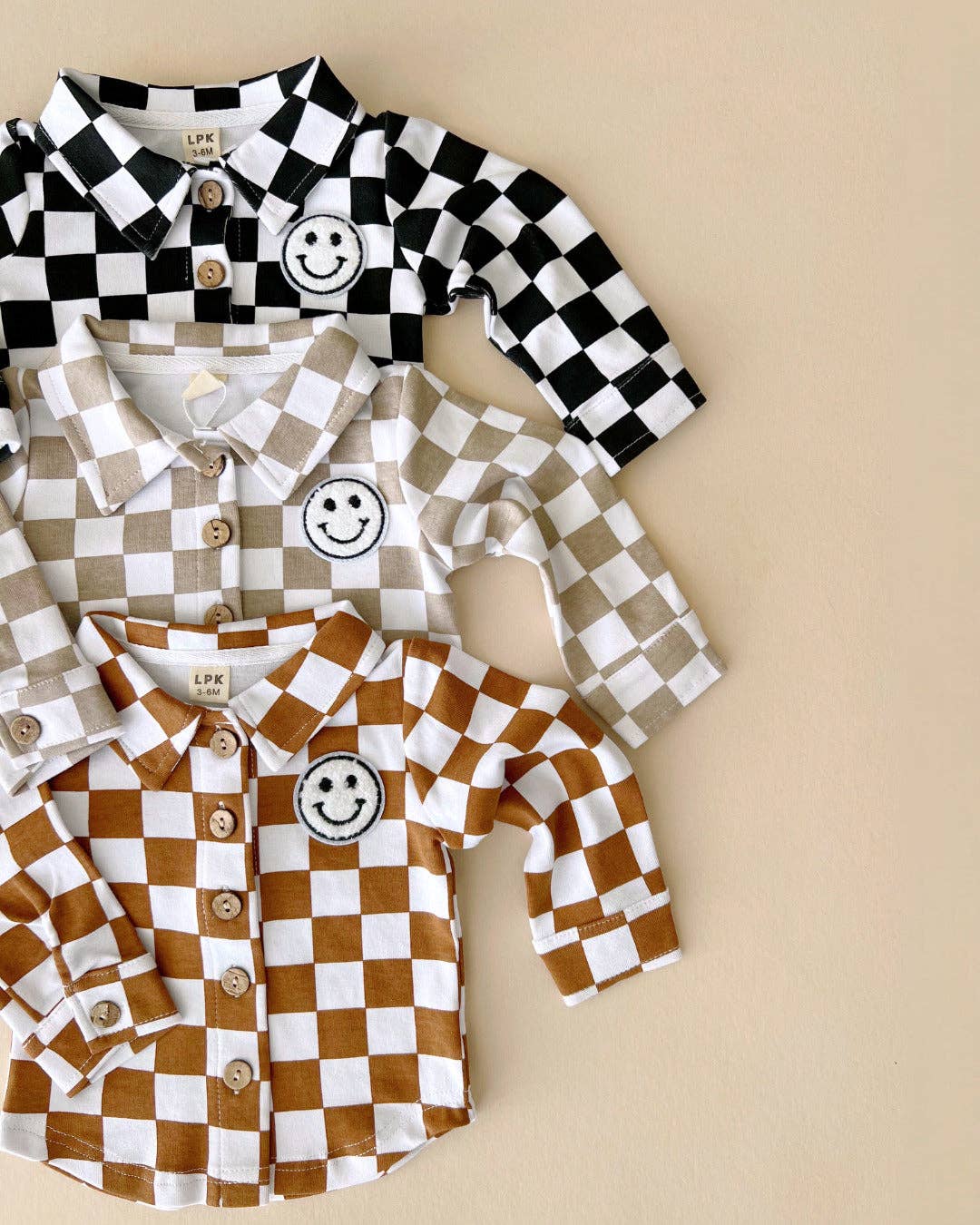 Baby Kids Cotton Fall Shacket | Smiley Checkered Copper
