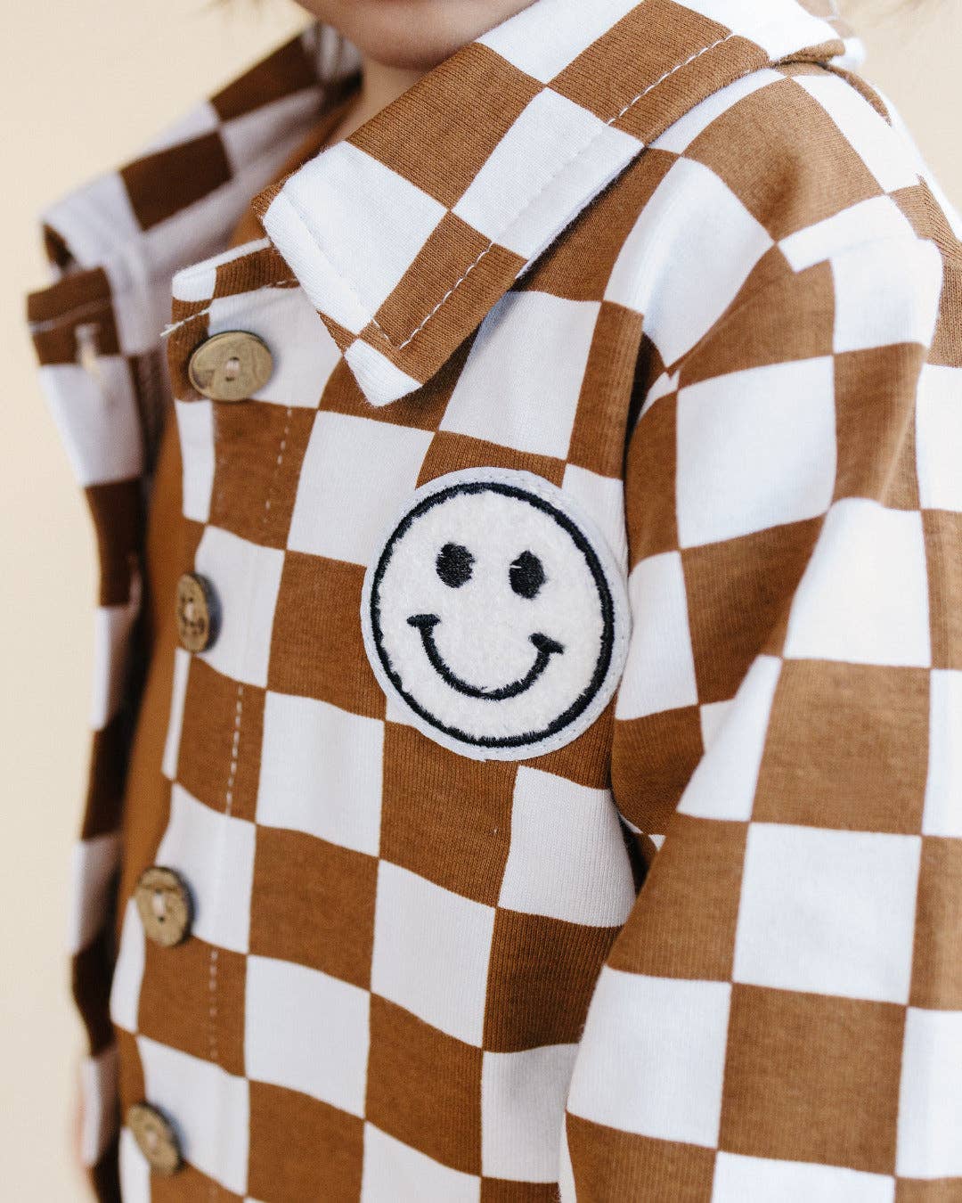 Baby Kids Cotton Fall Shacket | Smiley Checkered Copper