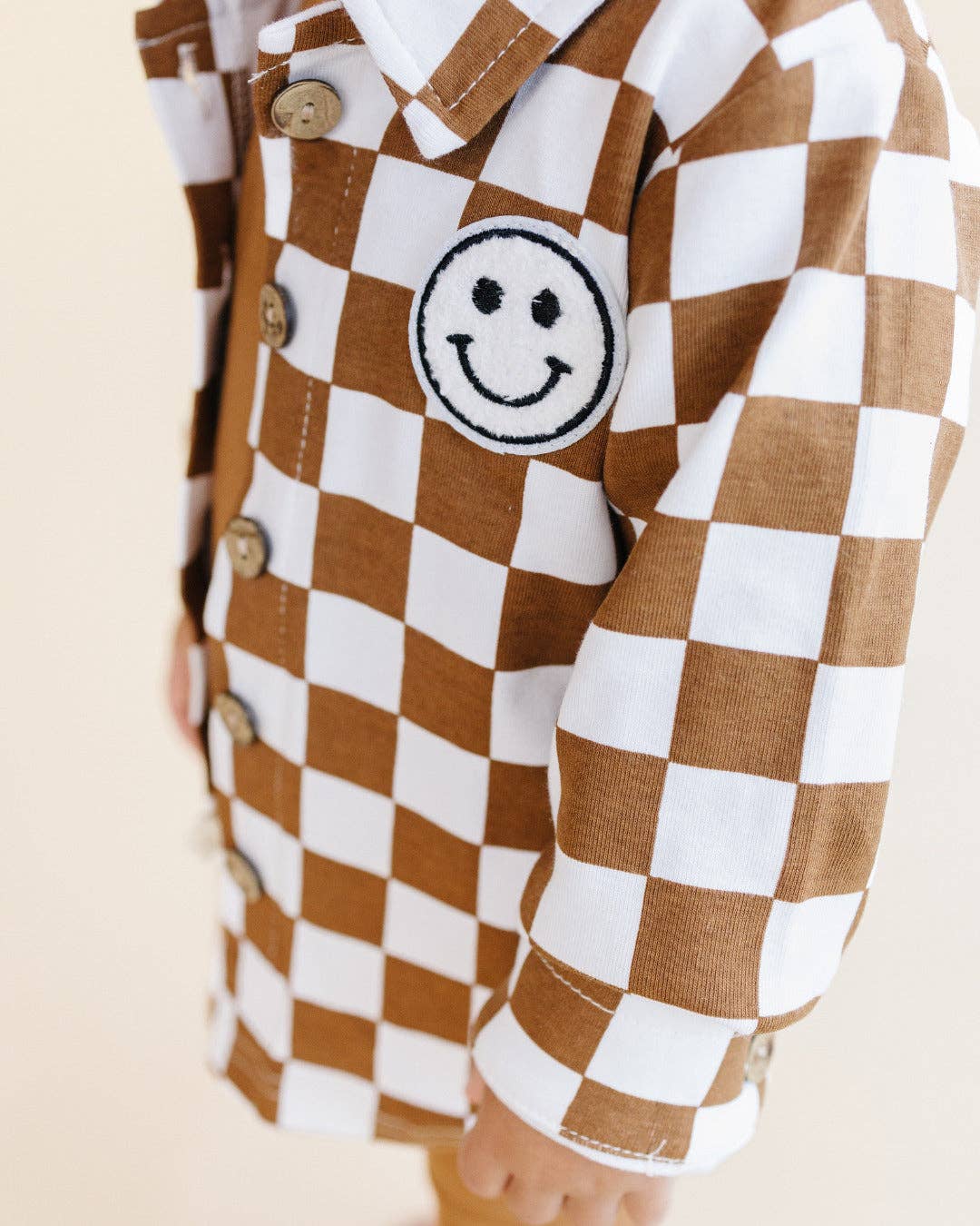 Baby Kids Cotton Fall Shacket | Smiley Checkered Copper