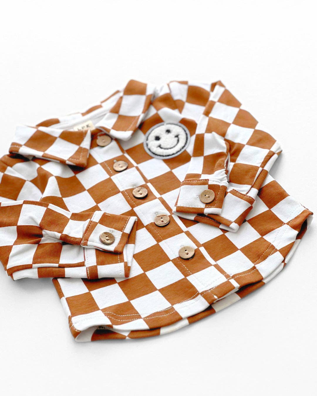 Baby Kids Cotton Fall Shacket | Smiley Checkered Copper