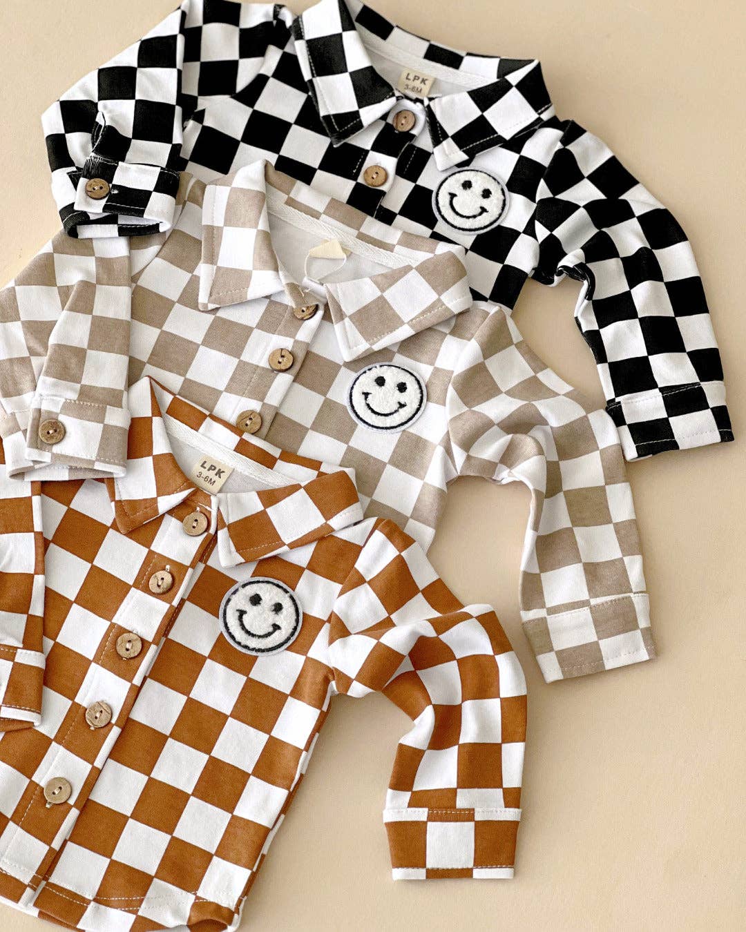 Baby Kids Cotton Fall Shacket | Smiley Checkered Copper